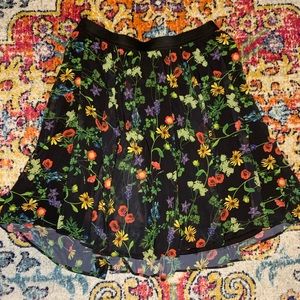 Floral Black Skirt w/ Tulle Lining